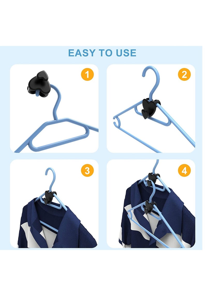 Clothes Hanger Connector Hooks, Space-Saving Hooks,Cascading Save Space,Wardrobe Organizers and Storage, Velvet Huggable Hangers Accessory, Black 24 PCS