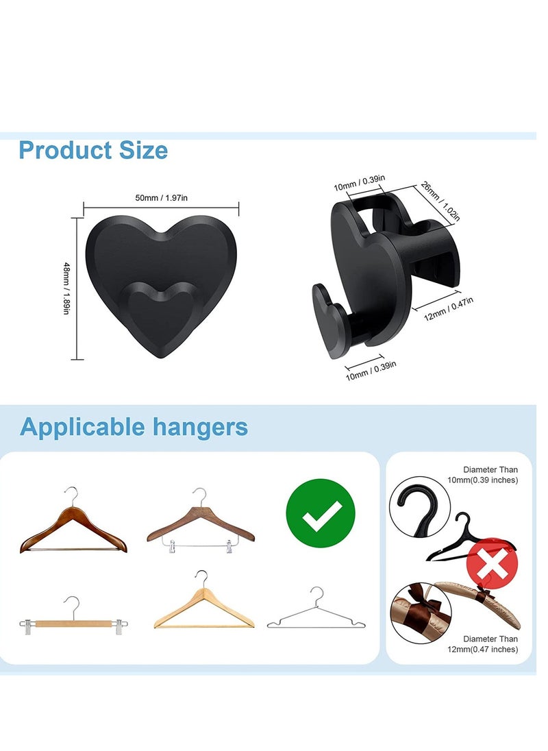 Clothes Hanger Connector Hooks, Space-Saving Hooks,Cascading Save Space,Wardrobe Organizers and Storage, Velvet Huggable Hangers Accessory, Black 24 PCS