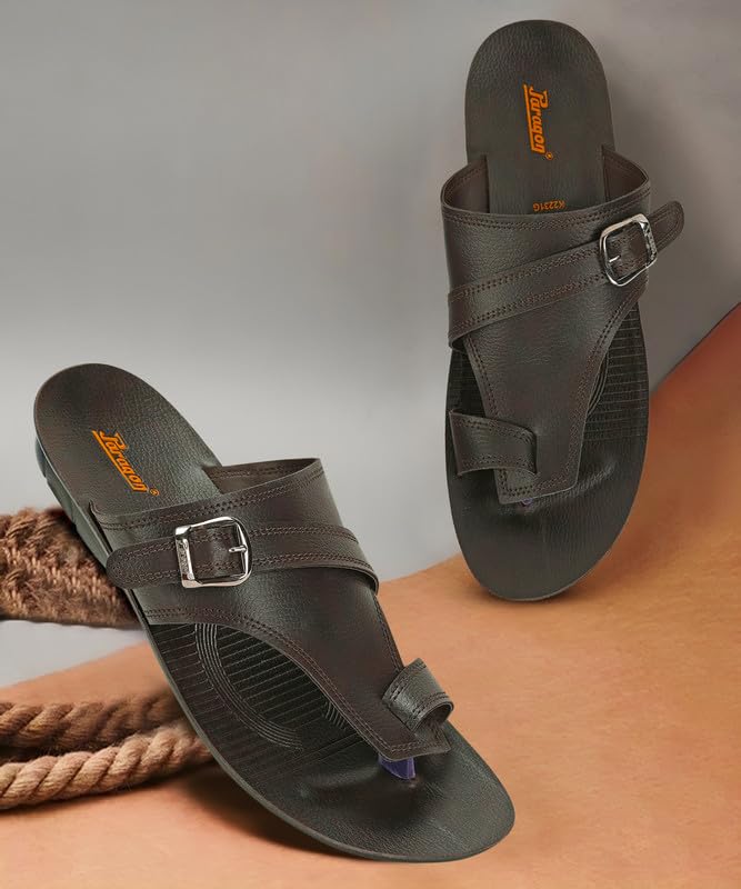 PARAGON PUK2231G Stylish Slippers for Men | Comfortable, Breathable & Durable Sandals with Soft Cushioned Footbed | Easy Wear Slip On | Easily Washable | Ideal for Outdoor Use Brown - Image 2