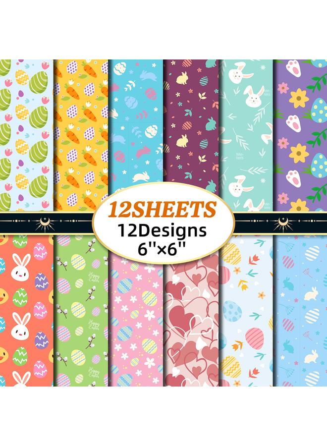 Bluejw 12 Sheets Of Non-heavy Easter Bunny Egg Material Paper Holiday Packaging Handmade Photo Album Background Diy Paper - Image 4