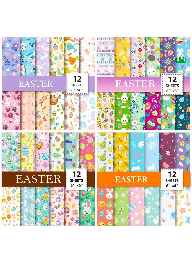 Bluejw 12 Sheets Of Non-heavy Easter Bunny Egg Material Paper Holiday Packaging Handmade Photo Album Background Diy Paper - Image 2