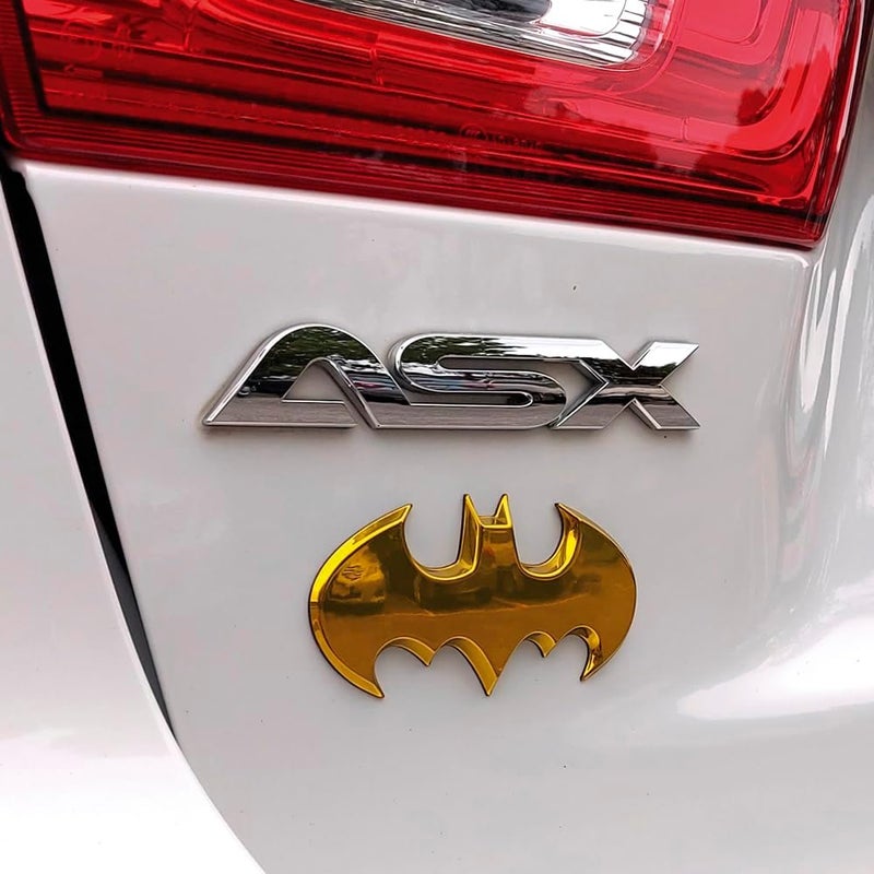 Fan Emblems Batman Car Emblem - 1989 Batwing Batarang Symbol 3D Auto Badge - Color: Yellow Chrome - Size: 3.8 x 1.8 x 0.2 inches - Officially Licensed DC Car Accessories - Image 4