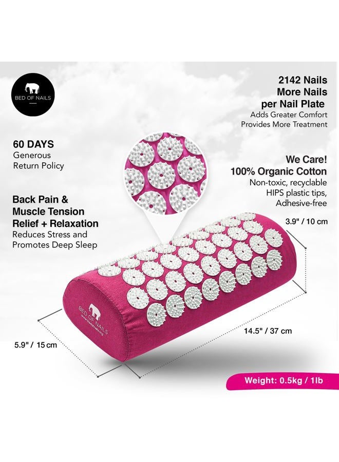 BED OF NAILS Original Acupressure Pillow — 2,142 Pressure Points — Acupuncture Bolster Massage Pillow for Neck and Shoulder Pain, Stress & Back Pain Relief — Carry Bag, 38 x 15 x 10 cm, Pink - Image 4