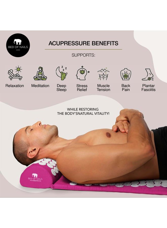 BED OF NAILS Original Acupressure Pillow — 2,142 Pressure Points — Acupuncture Bolster Massage Pillow for Neck and Shoulder Pain, Stress & Back Pain Relief — Carry Bag, 38 x 15 x 10 cm, Pink - Image 5