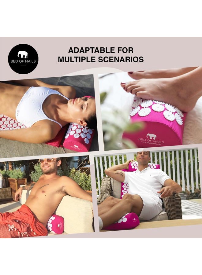 BED OF NAILS Original Acupressure Pillow — 2,142 Pressure Points — Acupuncture Bolster Massage Pillow for Neck and Shoulder Pain, Stress & Back Pain Relief — Carry Bag, 38 x 15 x 10 cm, Pink - Image 3