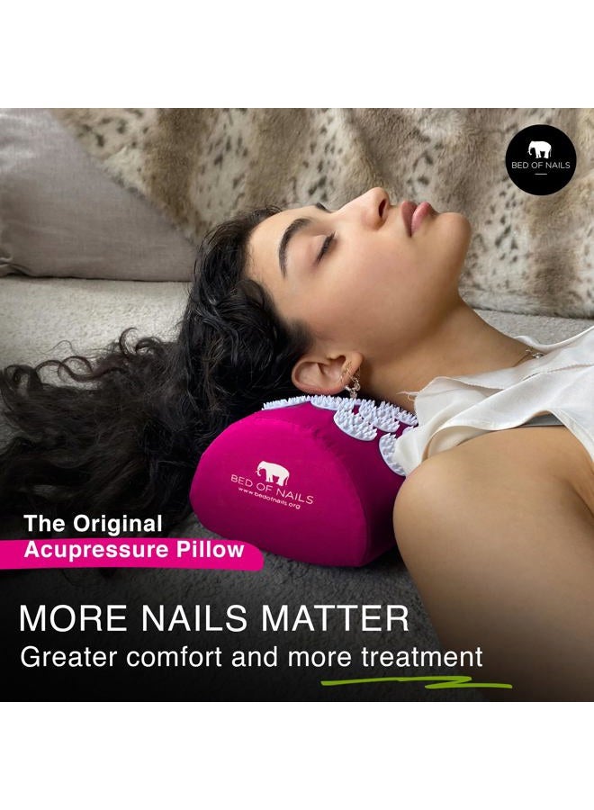 BED OF NAILS Original Acupressure Pillow — 2,142 Pressure Points — Acupuncture Bolster Massage Pillow for Neck and Shoulder Pain, Stress & Back Pain Relief — Carry Bag, 38 x 15 x 10 cm, Pink - Image 2