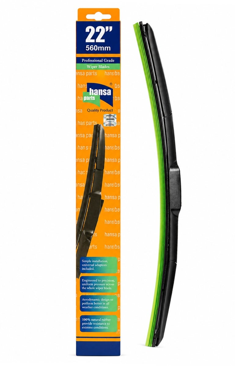 HANSA 22 Inch (560mm) Universal Windshield Wiper Blade for Cars, Silicone Compound Wiper Blade, All Weather Front Windshield Cleaner, Rain Snow Dust Removal, Quiet Streak-Free Performance, Universal Fit Replacement Wiper Blade for Clear Driving Visibility  WP 10228. - Image 1
