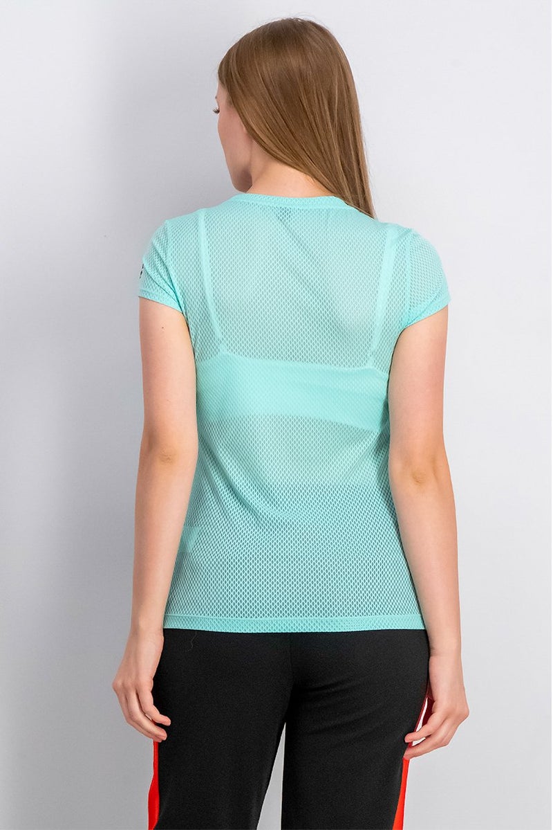 arena Women Sports Fit Cap Sleeve Mesh Solid Gym T-shirt, Frozen - Image 4