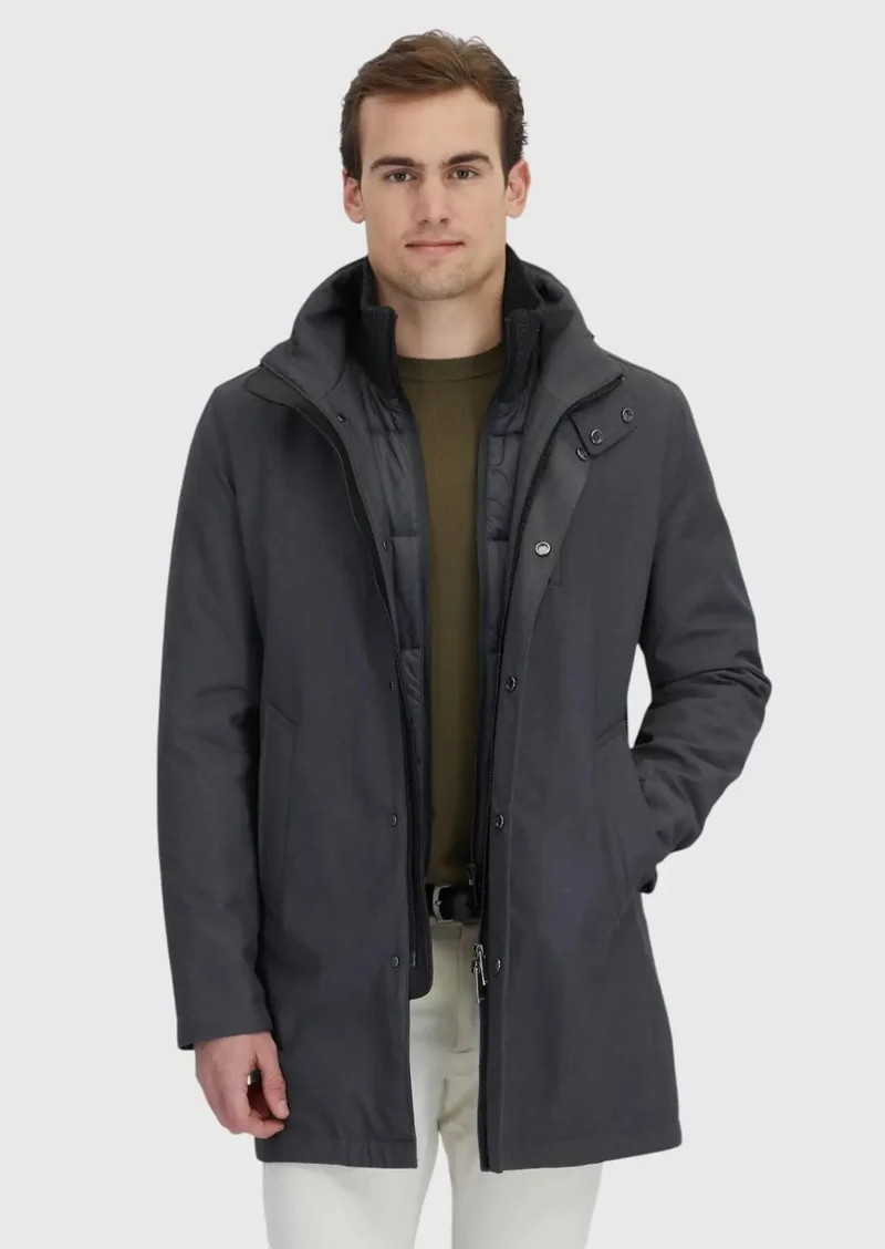 رامسي معطف منسوج عادي بياقة عالية وقصة عادية من هارد كول