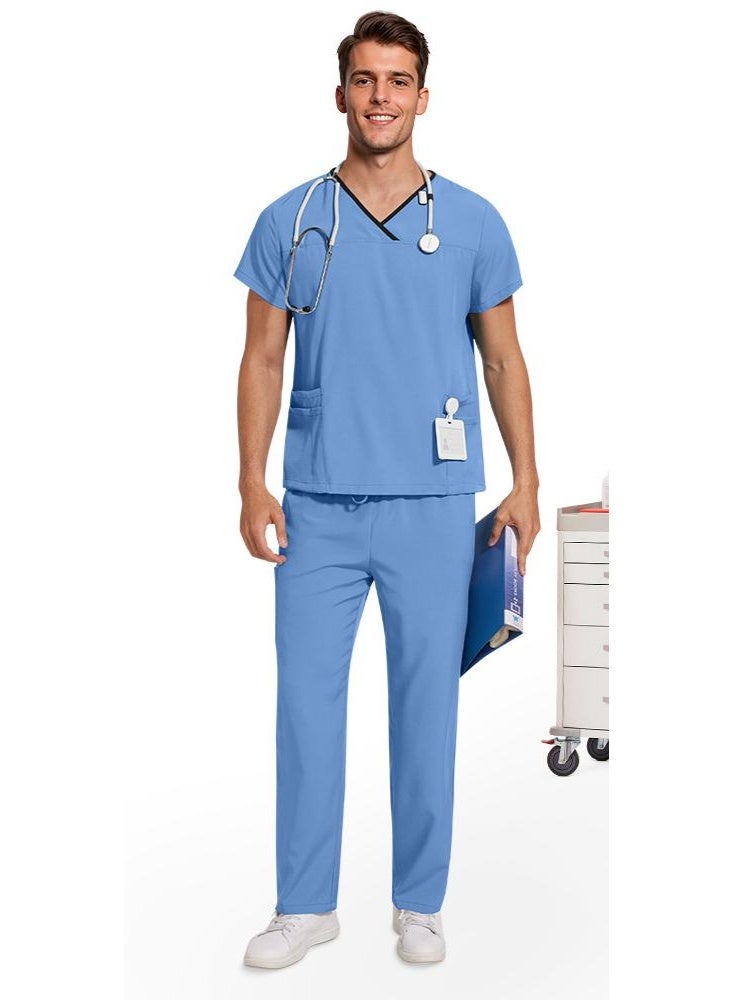 NIBEMINENT Veterinary Uniform Pet Grooming 2-piece Workwear Set Multi Colored Scrub Top Pant Nurse Unisex Scrubs Set Dental Scrub Women Men - Image 1