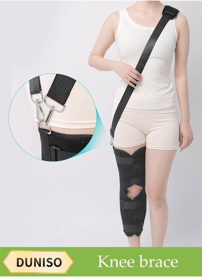 دونيسو مثبت مفصل الركبة حزام 1 / 4 مثبت ، معدات واقية لكسر الركبة 1 / 4 Œ مع أحزمة كتف ، حزام سحري قابل للتعديل 1 / 4 Œ قابل للتعديل وتنفس - 1 / 4 Œ للتعافي بعد الجراحة - Image 1