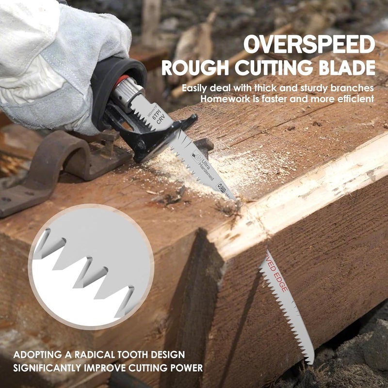 3Pcs 14.4 Inch Chrome Vanadium Steel Reciprocating Saw Blades 6TPI For Tree Trimming Wet Dry Wood Cutting - Image 5