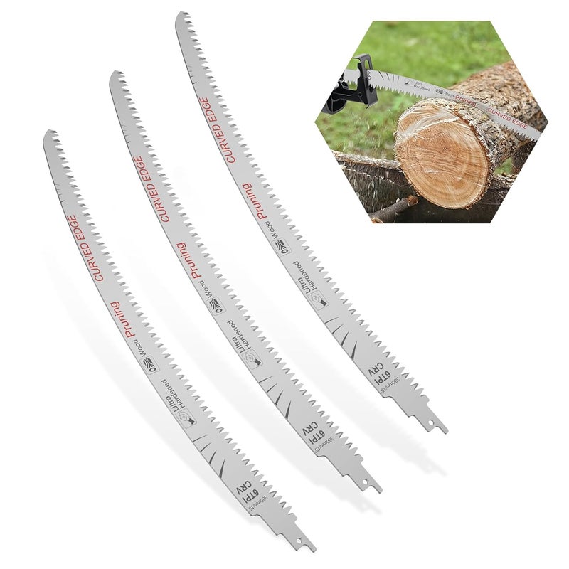 3Pcs 14.4 Inch Chrome Vanadium Steel Reciprocating Saw Blades 6TPI For Tree Trimming Wet Dry Wood Cutting - Image 1