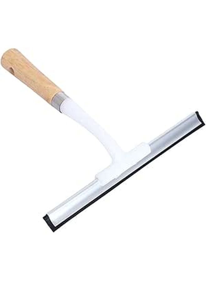 Wooden Handle Window Squeegee with Silicone Blade Glass Cleaning Tool for Home Bathroom Water Removal - Image 1