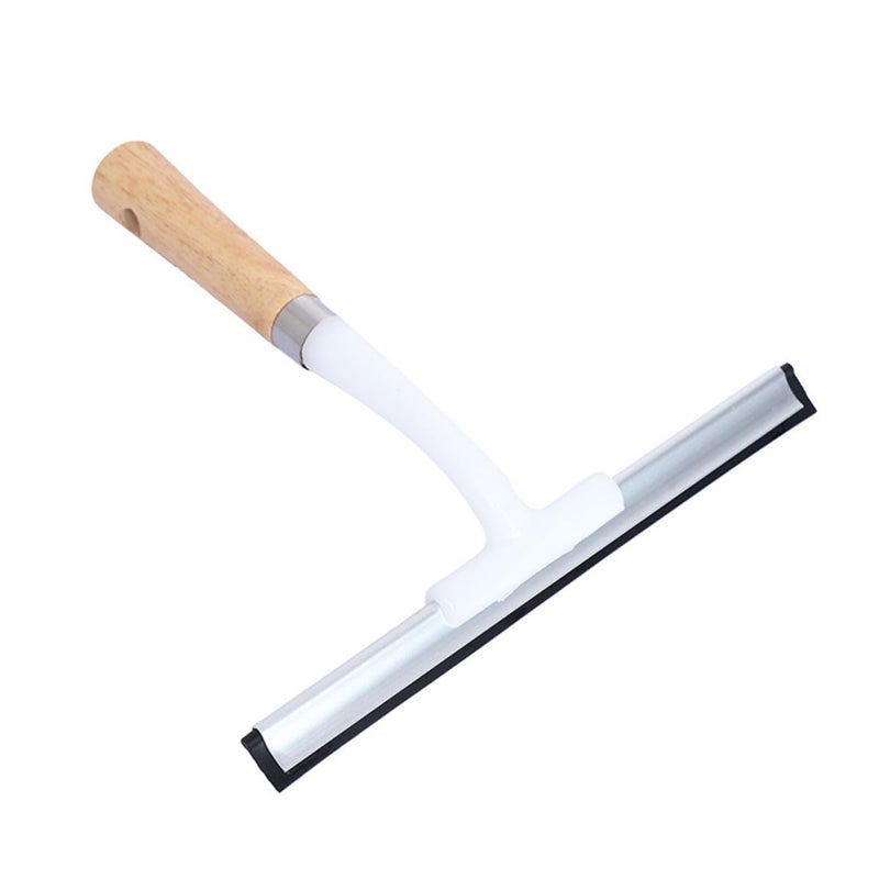 Wooden Handle Window Squeegee with Silicone Blade Glass Cleaning Tool for Home Bathroom Water Removal - Image 2