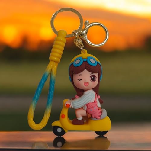 AEROSTARK Cartoon Characters Keychain for Girls Boys, Cute Silicon Keychains Accessories Keyring Key Purse Backpack Car Charms for Kids Gifts (Scooty Girl White) - Image 4