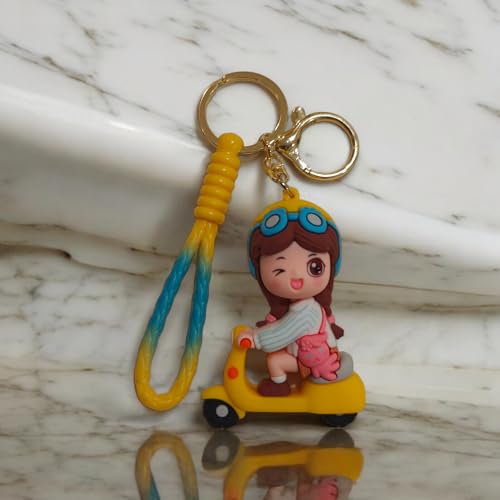 AEROSTARK Cartoon Characters Keychain for Girls Boys, Cute Silicon Keychains Accessories Keyring Key Purse Backpack Car Charms for Kids Gifts (Scooty Girl White) - Image 5