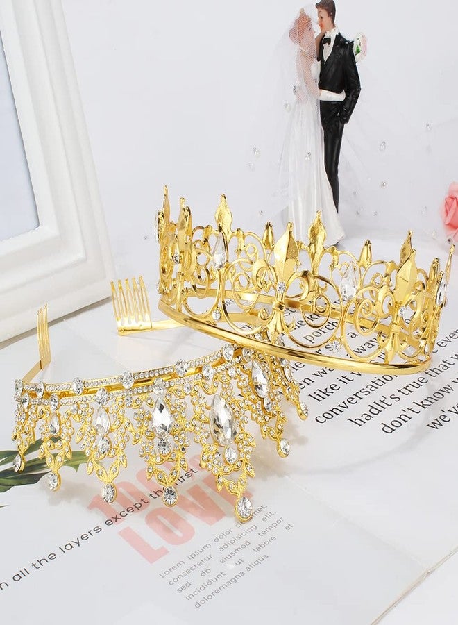 AOPRIE King & Queen Artemis Tiara and Crown for Women Men Crystal Hair Accessories for Wedding Prom Bridal Birthday Party Halloween Costume Christmas Gifts Gold Princess Tiara for Girls Boys - Image 4