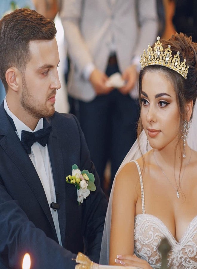 AOPRIE King & Queen Artemis Tiara and Crown for Women Men Crystal Hair Accessories for Wedding Prom Bridal Birthday Party Halloween Costume Christmas Gifts Gold Princess Tiara for Girls Boys - Image 3