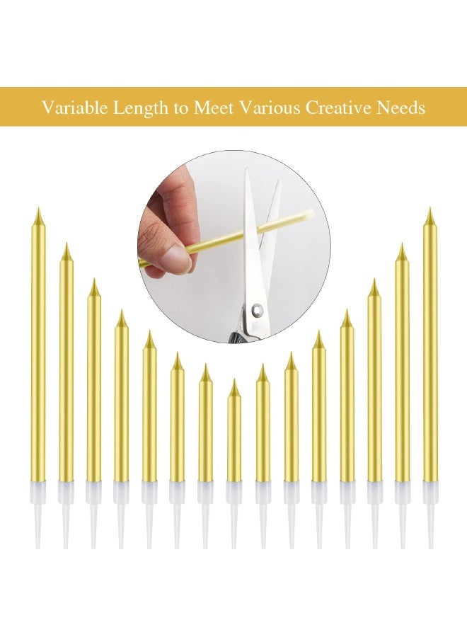 24 Pcs Birthday Candles - Long Thin Birthday Cake Candles, Tall Elegant Premium Party Candles for Birthday Parties, Wedding Decorations, Anniversary & Cake Decorating Supplies (Gold) - Image 3