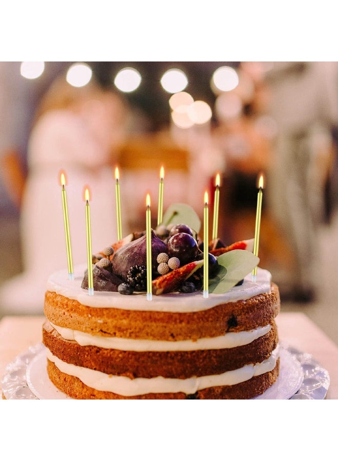 24 Pcs Birthday Candles - Long Thin Birthday Cake Candles, Tall Elegant Premium Party Candles for Birthday Parties, Wedding Decorations, Anniversary & Cake Decorating Supplies (Gold) - Image 5