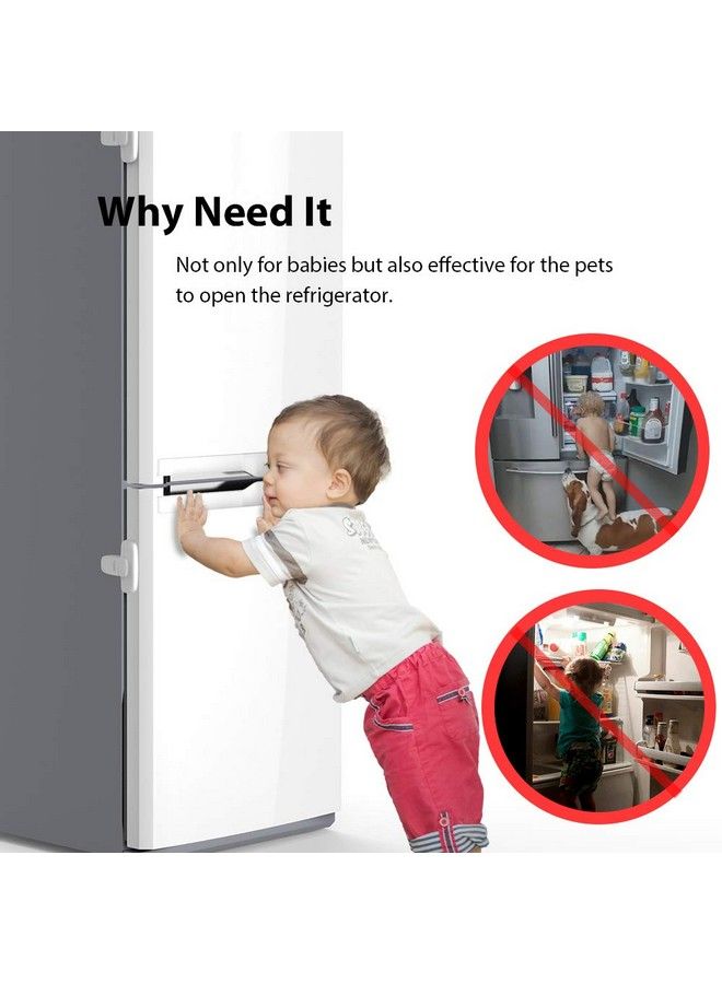 Eudemon Home Refrigerator Fridge Freezer Door Lock Latch Catch Toddler Kids Child Cabinet Locks Baby Safety Child Lock Easy To Install And Use 3M Adhesive No Tools Need Or Drill (White) - Image 3