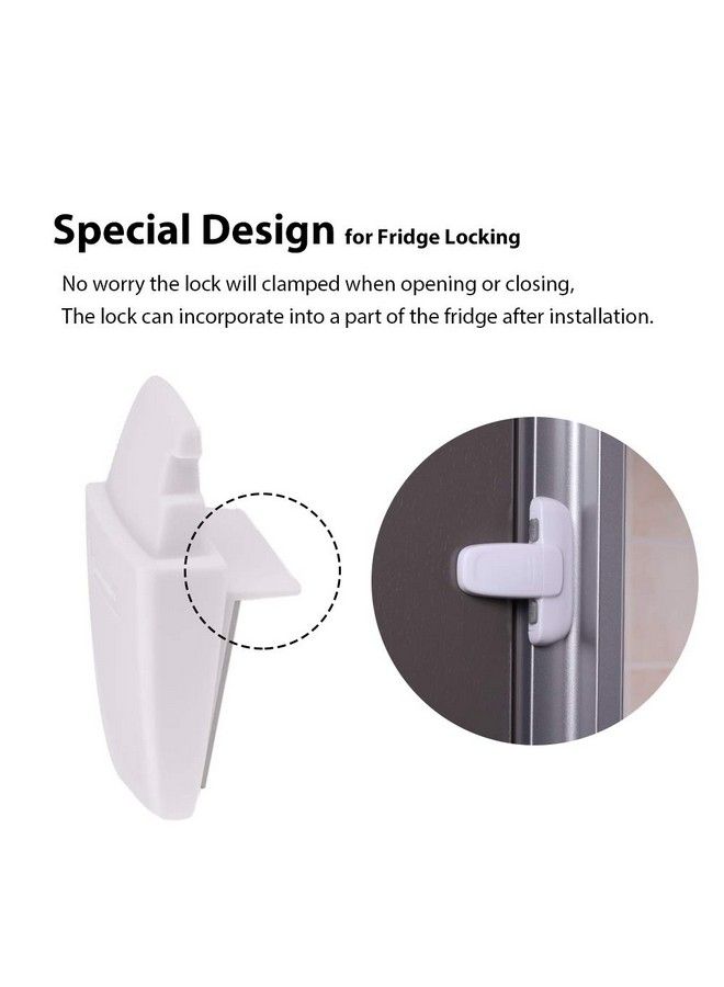 Eudemon Home Refrigerator Fridge Freezer Door Lock Latch Catch Toddler Kids Child Cabinet Locks Baby Safety Child Lock Easy To Install And Use 3M Adhesive No Tools Need Or Drill (White) - Image 5