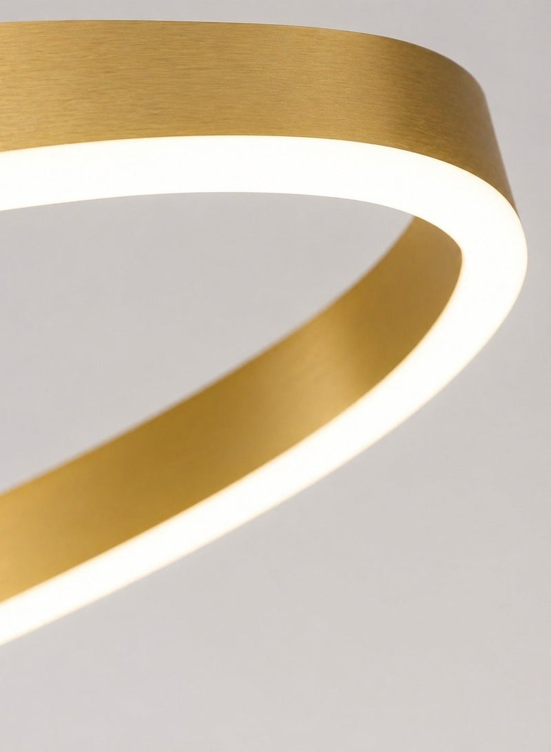 AL THURAYAT Modern 60cm LED Chandelier – 3 Color Lights – Remote Control – Luxury Round Ceiling Light – Gold Finish - Image 3
