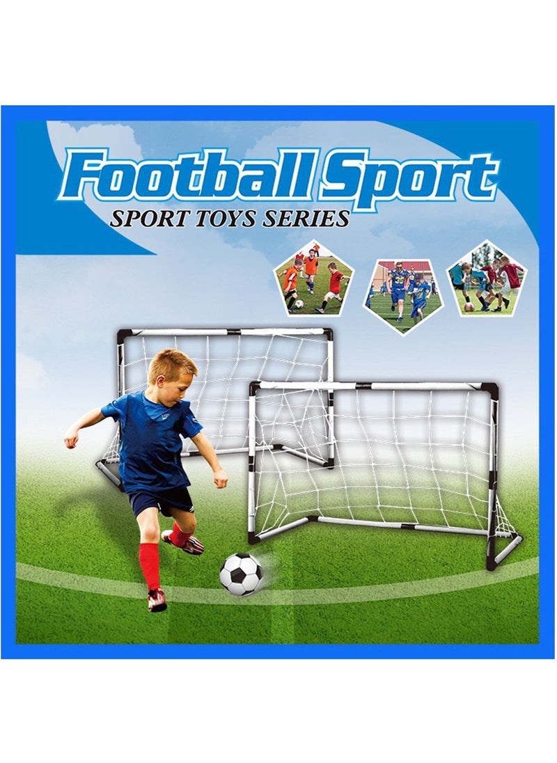 Arabest - 2 In1 Mini Hockey Soccer Set with Mini Goal Net, Hockey Stick, Hockey, Football, Hockey and Ball Pump Mini Soccer Goal Set for Kids Gift Indoor Outdoor Backyard Soccer Games - Image 1