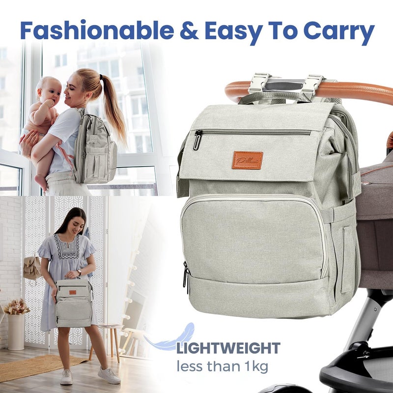 PILLANI Baby Shower Gifts Diaper Bag Backpack, Baby Diaper Bag, Large Baby Bag for Boys & Girls, Waterproof, 16 Pockets, Insulated Bottle Holders, Durable,Travel-Friendly & Lightweight,Easy Organization,Beige - Image 5