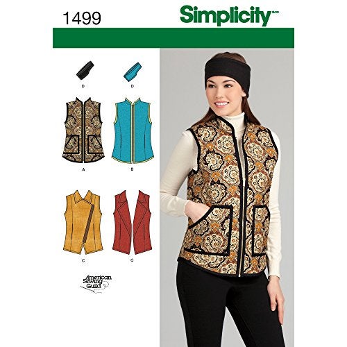 Simplicity Patterns US1499H5 Misses Vest and Headband, Size 6/8/10/12/14 - Image 1