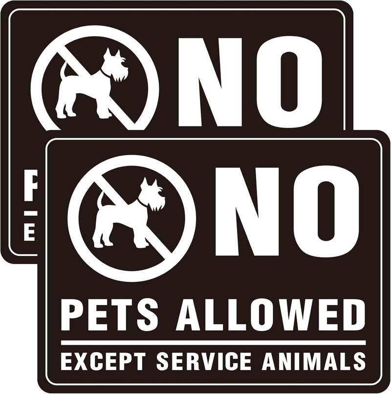 SnailGo No Pets Allowed Sign 10x8 Inch, Acrylic Sign for Business Waterproof Self-Adhesive Plastic Signage for Door Wall 2 Pack - Image 1