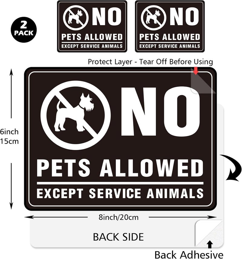 SnailGo No Pets Allowed Sign 10x8 Inch, Acrylic Sign for Business Waterproof Self-Adhesive Plastic Signage for Door Wall 2 Pack - Image 2
