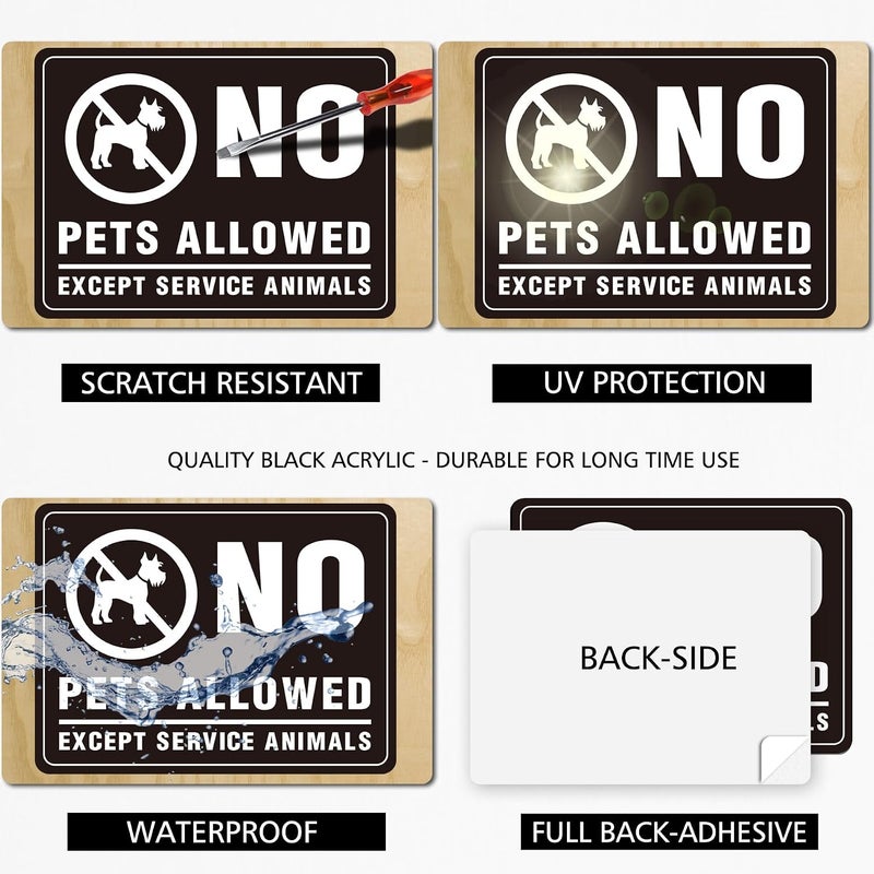 SnailGo No Pets Allowed Sign 10x8 Inch, Acrylic Sign for Business Waterproof Self-Adhesive Plastic Signage for Door Wall 2 Pack - Image 3