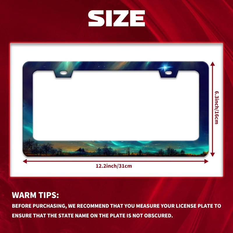 Omw2fyb Personalise Aurora Night Sky License Plate Frame Scenery License Plate Frames Car Universal Stainless Steel Accessories Cars Decor with 2 Holes and Screws Fits Standard Us Vehicles Size 12.2 X 6 Inch - Image 2