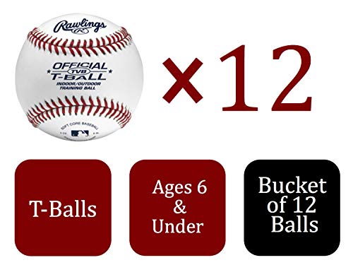 Rawlings | Official T-Balls | TVB | Youth/6u | Bucket | 12 Count | Sponge Rubber Core | Indoor/Outdoor White - Image 3