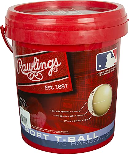 Rawlings | Official T-Balls | TVB | Youth/6u | Bucket | 12 Count | Sponge Rubber Core | Indoor/Outdoor White - Image 4
