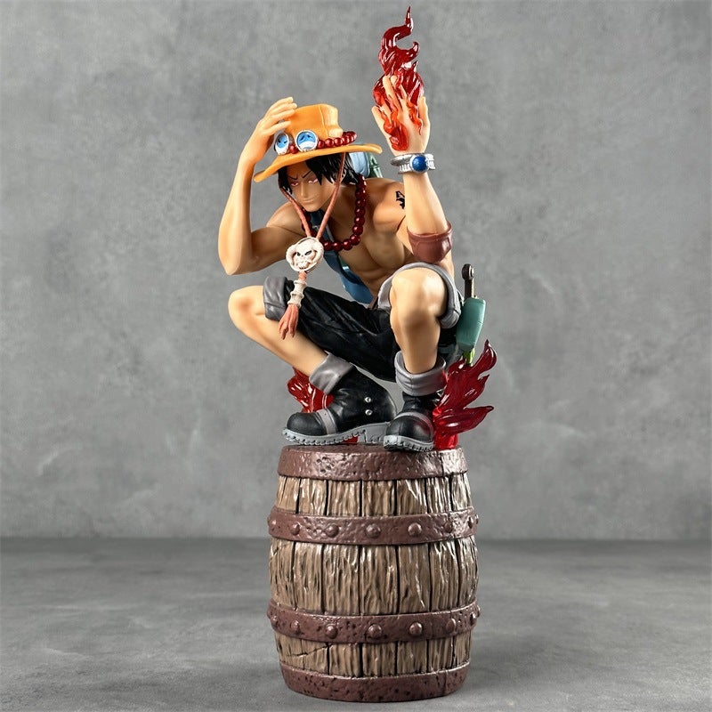 One Piece Flame Ace Barrel Crouching Figure PVC Model - Image 2