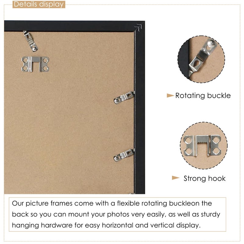 DUENPY 13x19 Collage Picture Frame 4x6 Picture Frames Collage Wall Decor Displays Nine 4x6 inch Photos Available Horizontal Wall Mounting Display and Vertical Black - Image 3