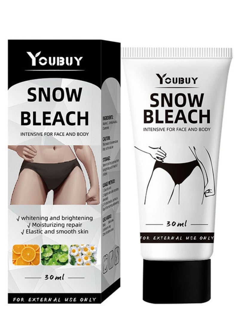 YOUBUY 60ml Snow Bleach Cream Whitening Brightening Cream for Underarm Armpit Knee Elbow Thigh Joint Intimate Parts Moisturizing Repair Dark Spot Corrector Lotion Intimate Area Bleaching Cream - Image 1