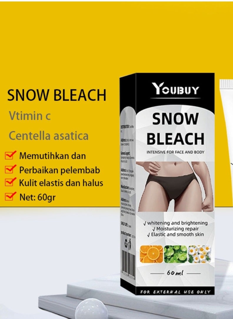 YOUBUY 60ml Snow Bleach Cream Whitening Brightening Cream for Underarm Armpit Knee Elbow Thigh Joint Intimate Parts Moisturizing Repair Dark Spot Corrector Lotion Intimate Area Bleaching Cream - Image 4