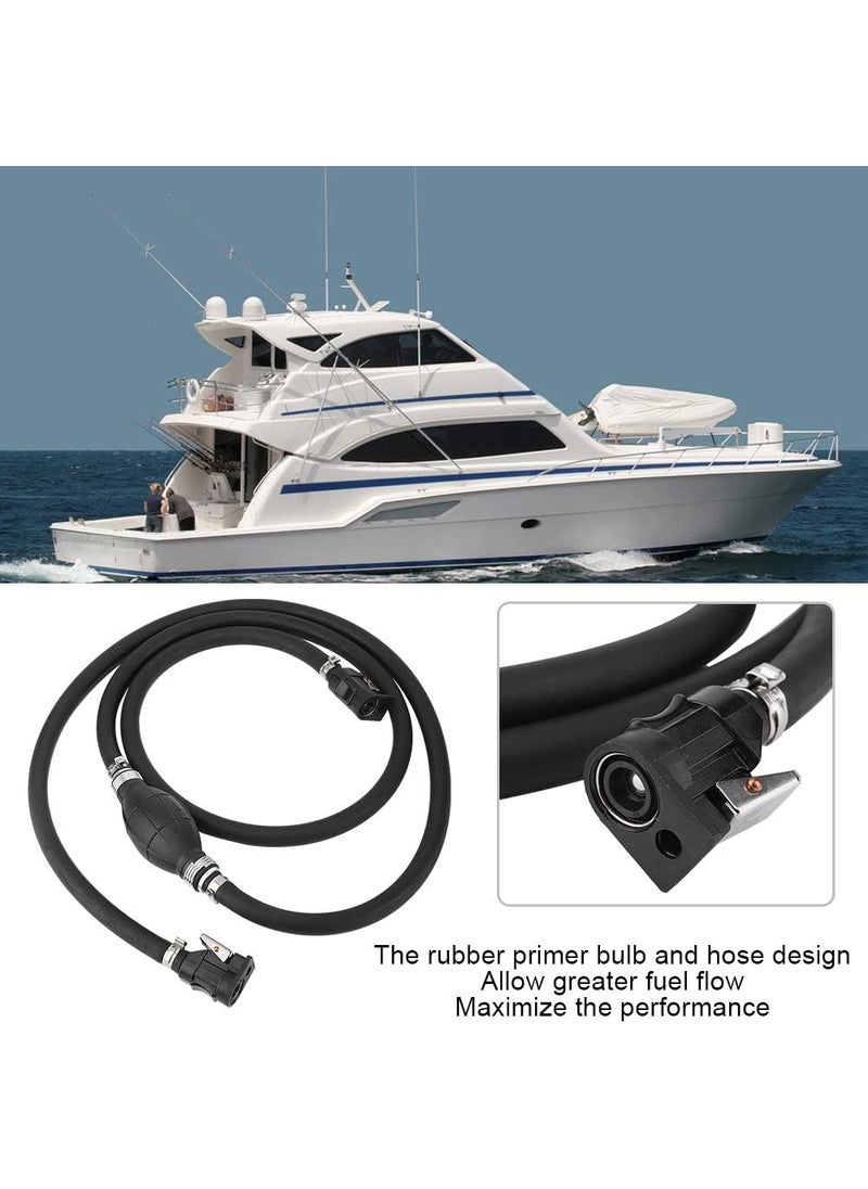 Maxmartt Maxmartt Boat Fuel Line 38in 7ft Boat Motor Fuel Gas Hose Fuel Line with Ball Pump Marine Gas Tank Fuel Line Assembly with Primer Bulb Connector for Marine Johnson  - Image 2