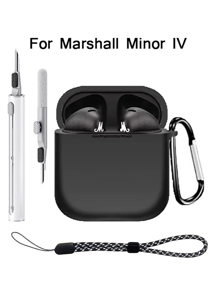 Silicone Cover Compatible with Marshall Minor IV - Comes with rope and hook  cleaning pen - Black - Image 1