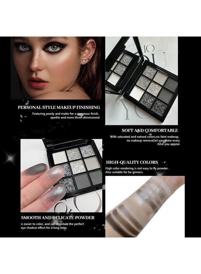 WALULAN WALULAN 9 Color Eye Shadow Palette, Heavy Metal Dark Style Eye Shadow Plate, Smoke Makeup Punk, Black White Gray Is Suitable for Eyeshadows, Lip, Body paint  - Image 4