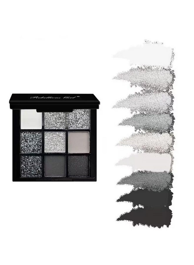 WALULAN WALULAN 9 Color Eye Shadow Palette, Heavy Metal Dark Style Eye Shadow Plate, Smoke Makeup Punk, Black White Gray Is Suitable for Eyeshadows, Lip, Body paint  - Image 1