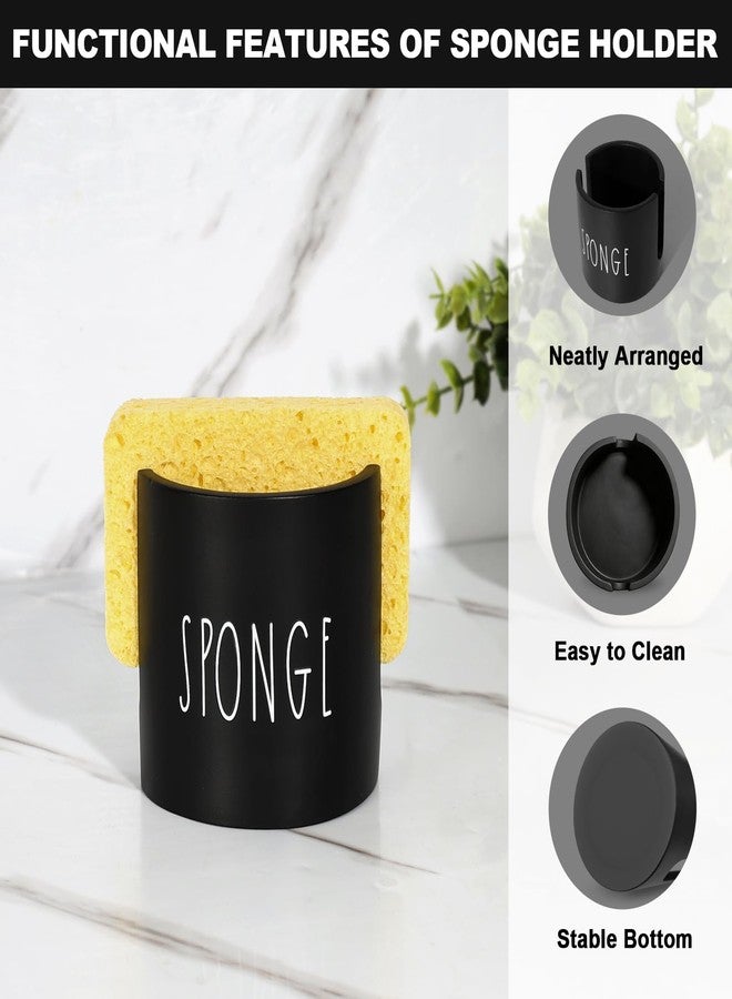 TOLDATLI Kitchen Soap Dispenser Set, 16.9 fl oz Hand and Dish Soap Dispensers with Tray, Black Kitchen Soap Dispenser Set with Sponge Holder, Instant Dry Tray, Countertop Sink Organizer Accessories - Image 5