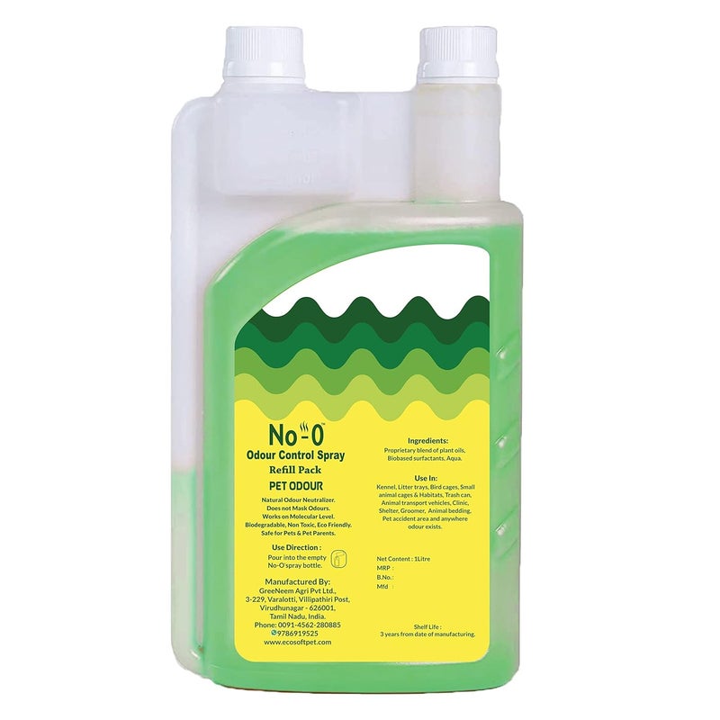 VetSafe No-O Odour Control Spray 1000 ml | Refill pack | Pet Area Freshener | Pet Odour Eliminator | Works @ Molecular Level For Carpet, Furniture, Pet Bed, Etc | Safe for Dogs and Cats - Image 2