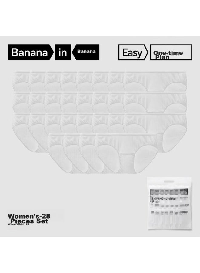 Bananain Jiaonei Women's Disposable Underwear, Daily Use, 100% Pure Cotton, Eo Sterilized, For Business Trips, Travel, Military Training, No-wash Triangle Panties, 28-pack - Image 1