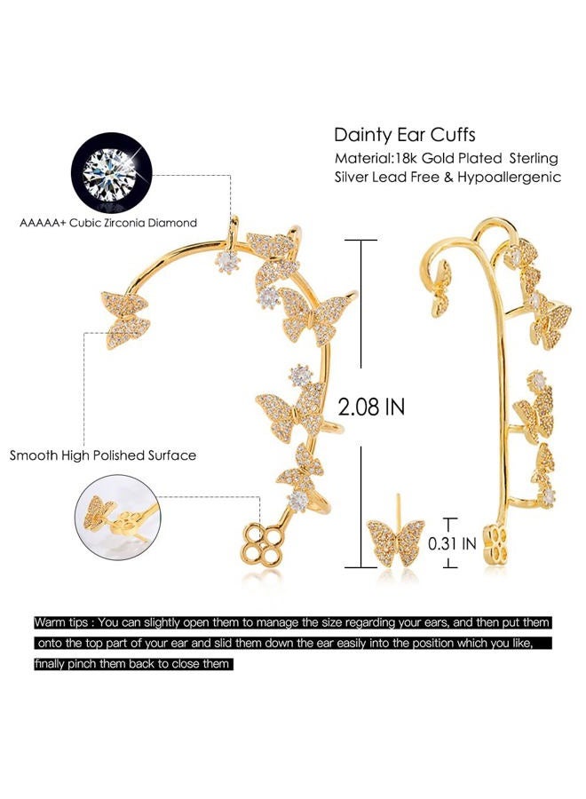 Vercret Gold Earrings Cuff for Women CZ Earring Ear Cuff for Friend, Sister, Daily Wearing - Image 3