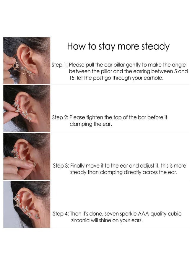 Vercret Gold Earrings Cuff for Women CZ Earring Ear Cuff for Friend, Sister, Daily Wearing - Image 4